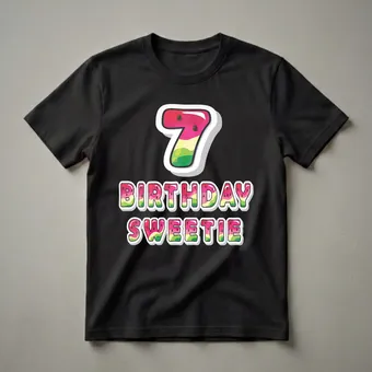 7th Birthday Sweetie Watermelon Graphic T-Shirt for Girls