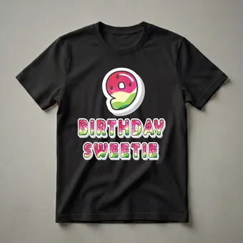 9th Birthday Watermelon Sweetie Graphic T-Shirt for Girls