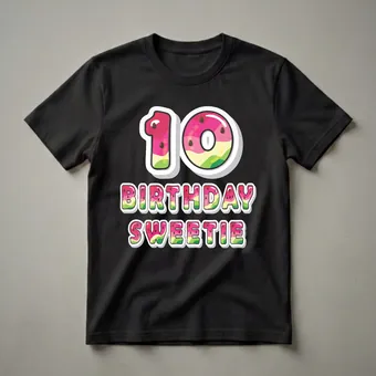 10th Birthday Sweetie Watermelon Graphic T-Shirt for Girls