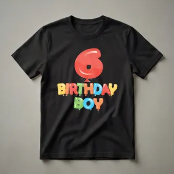 6th Birthday Boy Balloon Graphic T-Shirt for a 6-Year-Old