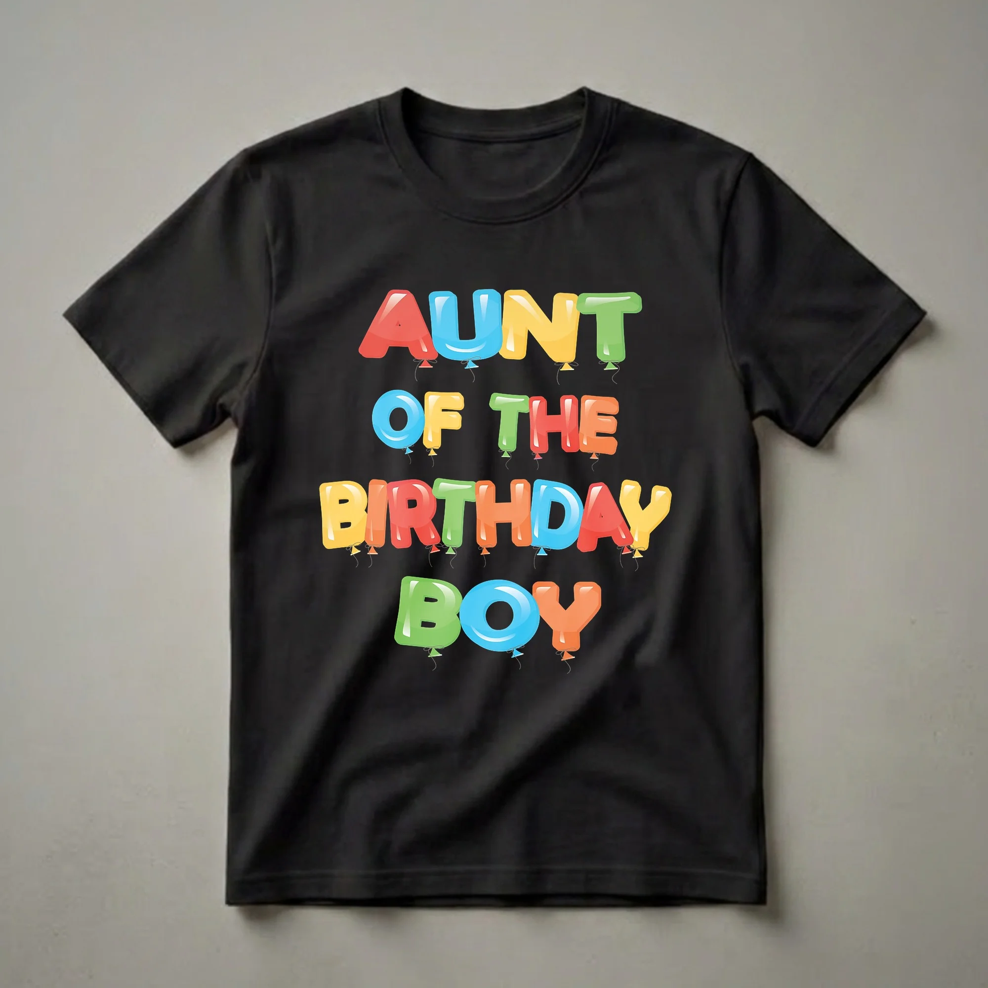 Aunt of the Birthday Boy Colorful Balloon Graphic T-Shirt