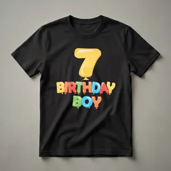 7th Birthday Boy Balloon Graphic T-Shirt for Boys Turning Seven