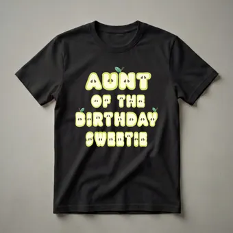 Aunt of the Birthday Sweetie Apple Themed Graphic T-Shirt