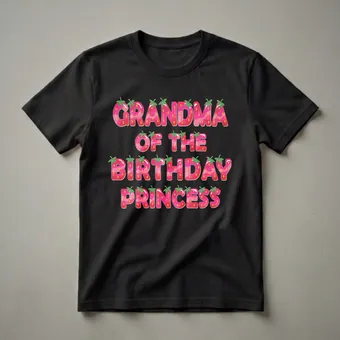 Grandma Of The Birthday Princess Strawberry Graphic T-Shirt