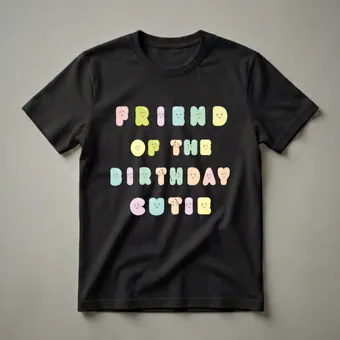 Friend of the Birthday Cutie Kawaii Letter Graphic T-Shirt