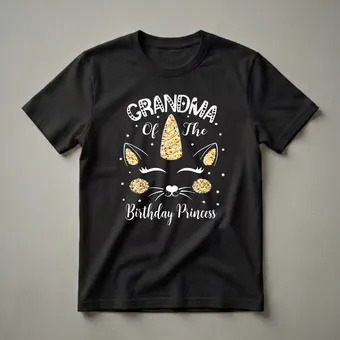 Grandma of the Birthday Princess Caticorn Graphic T-Shirt