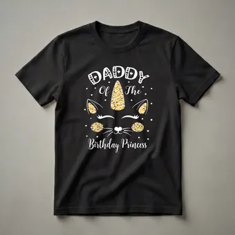 Daddy Of The Birthday Princess Caticorn Graphic T-Shirt for Parties