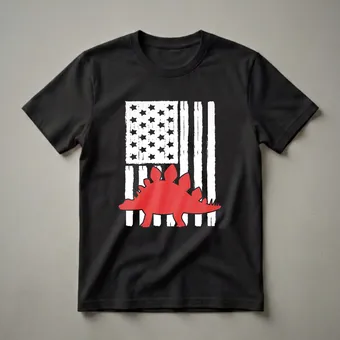 American Flag Stegosaurus Graphic T-Shirt for Dinosaur Lovers