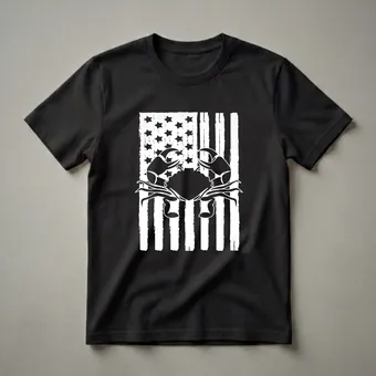 American Flag Crab Claw Graphic T-Shirt for Crab Lovers