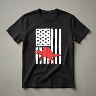 American Flag Spinosaurus Graphic T-Shirt for Dinosaur Lovers