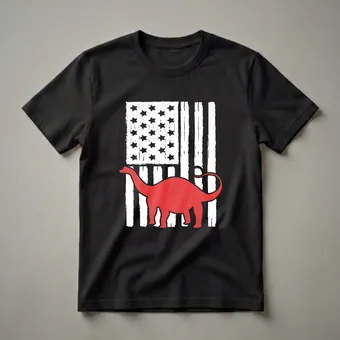 American Flag Apatosaurus T-Shirt for Dinosaur Enthusiasts