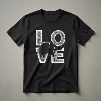 Cute Elephant LOVE Graphic T-Shirt for Animal Lovers