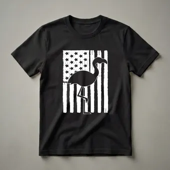 American Flag Flamingo Graphic T-Shirt for Animal Lovers