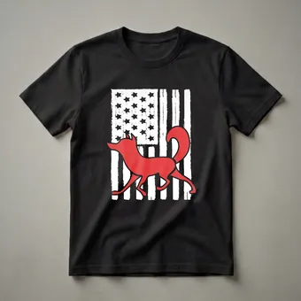 Red Fox American Flag Graphic T-Shirt for Animal Lovers