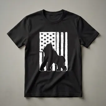 American Flag Gorilla Silhouette T-Shirt for Animal Lovers