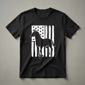 Distressed American Flag Horse Silhouette T-Shirt for Pony Lovers