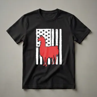 USA American Flag Llama Graphic T-Shirt for Animal Lovers