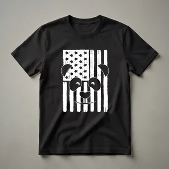 American Flag Panda Bear Graphic T-Shirt for Animal Lovers