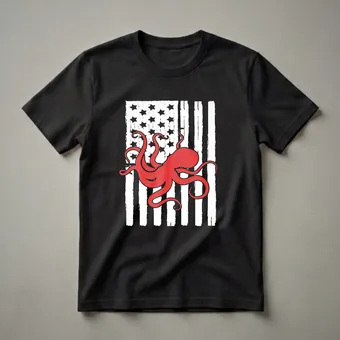 American Flag Octopus T-Shirt for Sea Animal Lovers