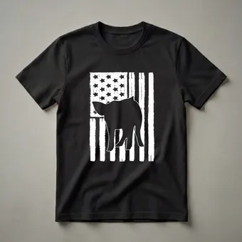 American Flag Pig Silhouette T-Shirt for Farm Animal Lovers