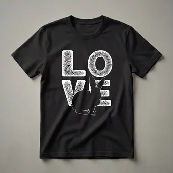 I Love Rabbits Black Silhouette Graphic T-Shirt for Bunny Lovers