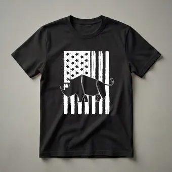 American Flag Rhino Graphic T-Shirt for Animal Lovers