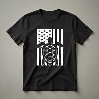 Distressed American Flag Turtle Graphic T-Shirt for Animal Lovers