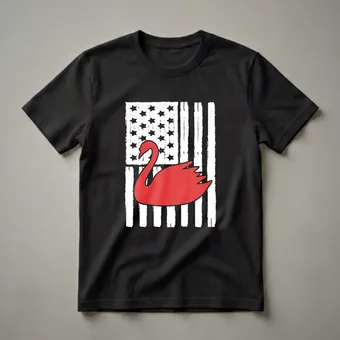 American Flag Swan Graphic T-Shirt for Bird Lovers and Patriots