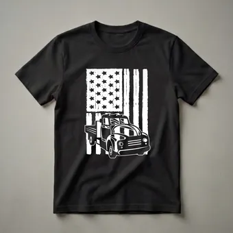 Distressed American Flag Vintage Pickup Truck Graphic T-Shirt