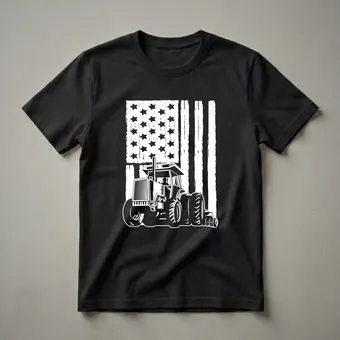 American Flag Tractor Graphic T-Shirt for Farmers and Patriots