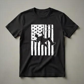 American Flag Zipline Silhouette Graphic T-Shirt for Adventure Lovers