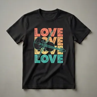 Retro Violin Love Graphic T-Shirt for Violinists and Music Lovers