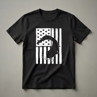 American Flag Catfish Graphic T-Shirt for Fishing Enthusiasts