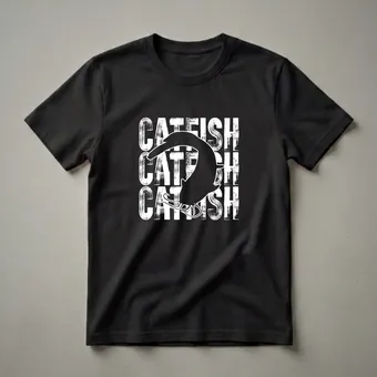 Catfish Fishing Word Art Graphic T-Shirt for Anglers