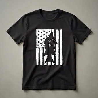 American Flag Hogfish Silhouette Fishing T-Shirt for Anglers
