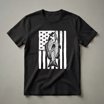 American Flag Red Snapper Fishing Graphic T-Shirt for Anglers