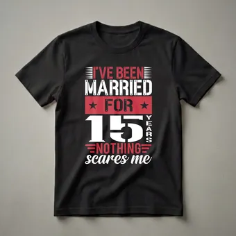 15th Wedding Anniversary Married 15 Years Nothing Scares Me T-Shirt
