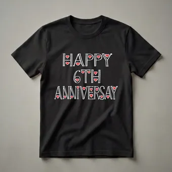 Happy 6th Anniversary T-Shirt for Couples Celebrating Six Years