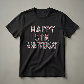 Happy 5th Anniversary Matching Couple's T-Shirt