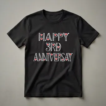 Happy 3rd Anniversary Matching Couple T-Shirt