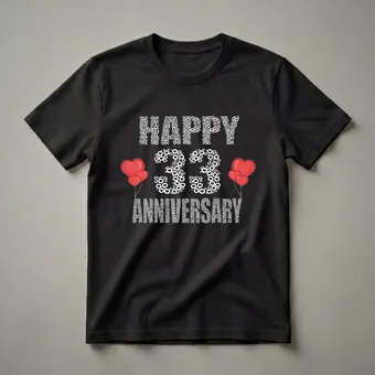 Happy 33rd Anniversary Heart Graphic T-Shirt for Couples