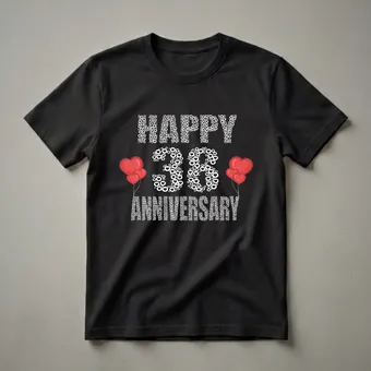 Happy 38th Anniversary Heart Graphic T-Shirt for Couples