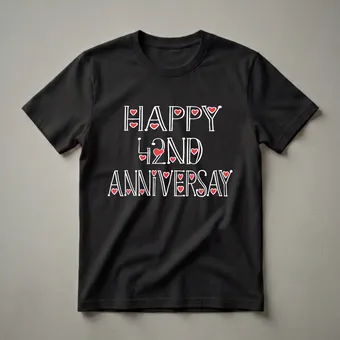 Happy 42nd Anniversary 42 Years Together Matching Couple T-Shirt