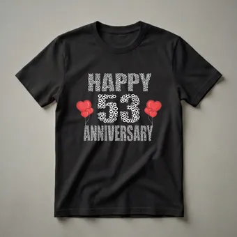 Happy 53rd Anniversary Heart Graphic T-Shirt for Couples