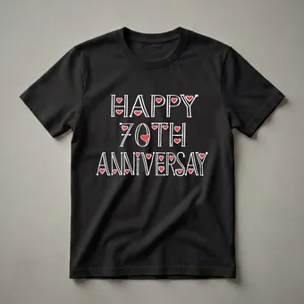 Happy 70th Anniversary Heart Graphic T-Shirt for Couples
