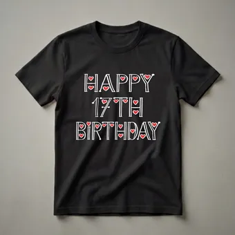 Happy 17th Birthday Heart T-Shirt for Teens