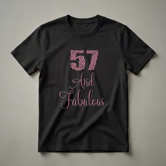 57 And Fabulous Glitter Heart Graphic T-Shirt for Women