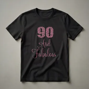 90 And Fabulous Pink Hearts Graphic T-Shirt for 90th Birthday