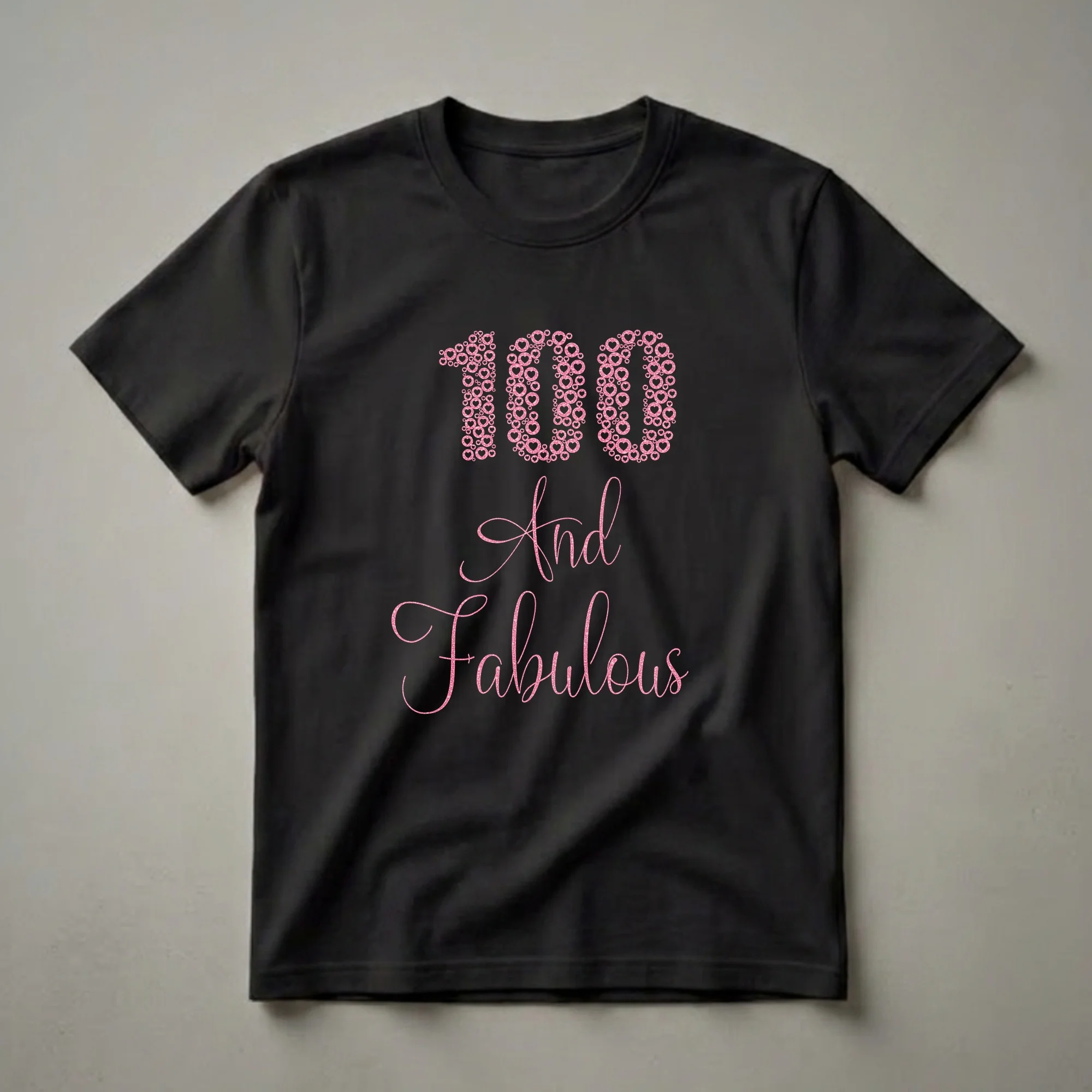 100 And Fabulous Pink Hearts Birthday T-Shirt for Women Turning 100