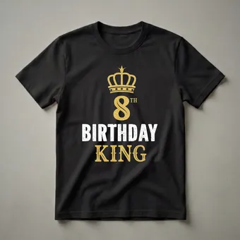 Happy 8th Birthday King Crown Graphic T-Shirt for Boys